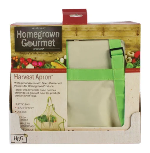 Architec Tan & Green Cotton Hose Friendly Waterproof Homegrown Gourmet Harvest Apron One Size