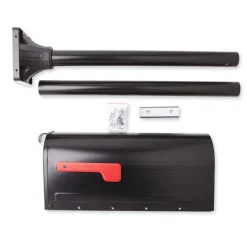 Architectural Mailboxes Black Galvanized Steel Post Mount Mailbox & Post 20.2 L x 60.6 H x 6.4 W in.