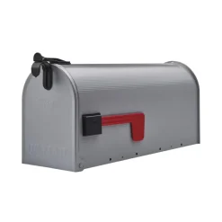 Architectural Mailboxes Grayson Classic Galvanized Steel Post Mount Gray Mailbox