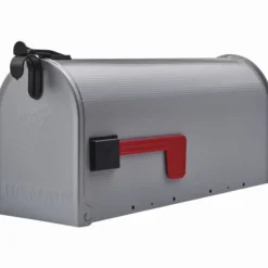 Architectural Mailboxes Grayson Classic Galvanized Steel Post Mount Gray Mailbox