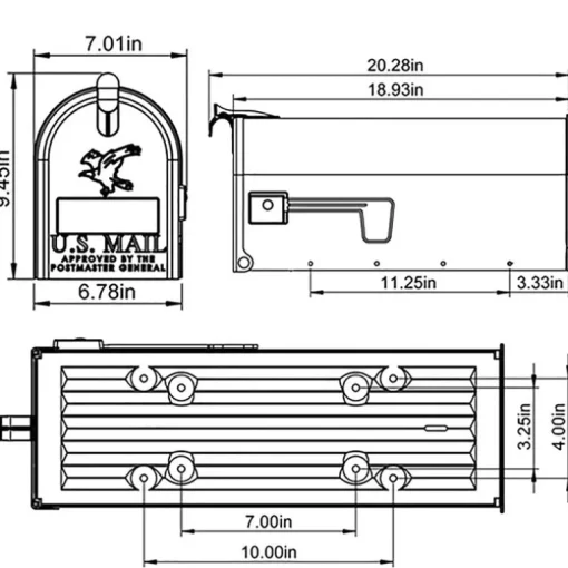 Architectural Mailboxes Grayson Classic Galvanized Steel Post Mount Gray Mailbox