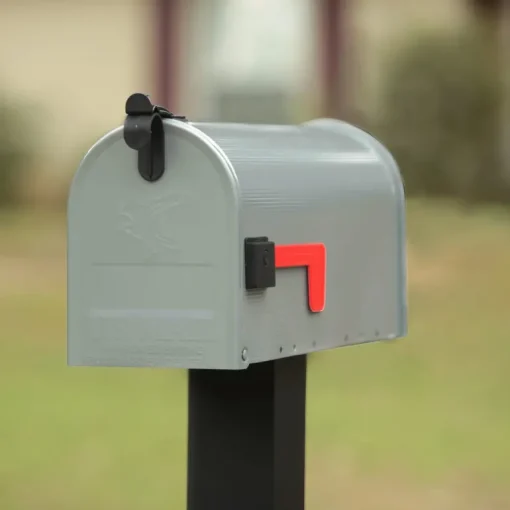 Architectural Mailboxes Grayson Classic Galvanized Steel Post Mount Gray Mailbox