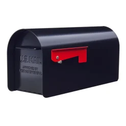 Architectural Mailboxes Ironside Contemporary Galvanized Steel Post Mount Black Mailbox