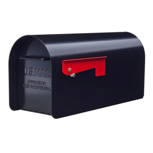 Architectural Mailboxes Ironside Contemporary Galvanized Steel Post Mount Black Mailbox