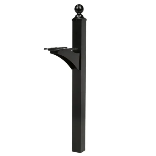 Architectural Mailboxes Landover 56.4 in. Powder Coated Black Aluminum/Steel Mailbox Post