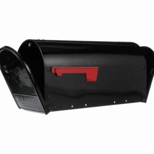 Architectural Mailboxes Outback Classic Galvanized Steel Post Mount Black Double Door Mailbox