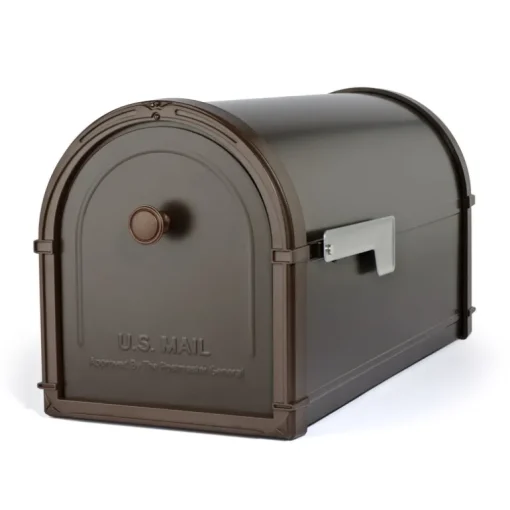 Architectural Mailboxes Rubbed Bronze Bellevue Modern Galvanized Steel Post Mount Mailbox