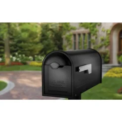 Architectural Mailboxes Winston Classic Galvanized Steel Post Mount Black Mailbox