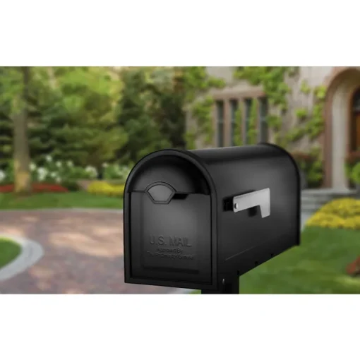 Architectural Mailboxes Winston Classic Galvanized Steel Post Mount Black Mailbox
