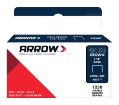 Arrow #854 1/2 in. W X 1/4 in. L 18 Ga. Wide Crown Staples 1250 pk