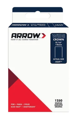 Arrow #859 1/2 in. W X 9/16 in. L 18 Ga. Wide Crown Standard Staples 1250 pk