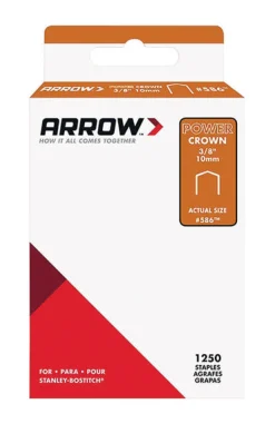 Arrow #586 3/8 in. W X 3/8 in. L 18 Ga. Power Crown Standard Staples 1250 pk