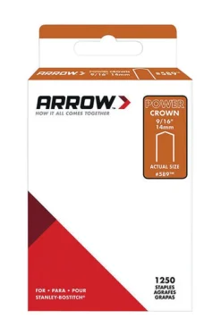 Arrow #589 3/8 in. W X 9/16 in. L 18 Ga. Power Crown Standard Staples 1250 pk