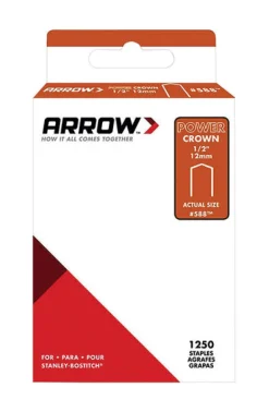 Arrow #588 3/8 in. W X 1/2 in. L 18 Ga. Power Crown Standard Staples 1250 pk