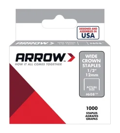 Arrow Fastener #608 Galvanized Steel Gray 25 ga. Wide Crown Standard Staples 1/2 L x 3/8 W in.