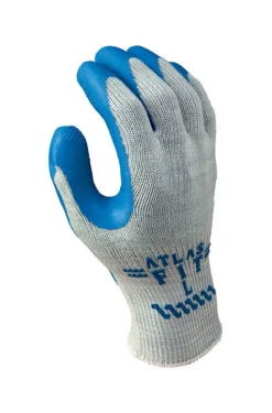 Atlas Showa Atlas Fit Unisex Indoor/Outdoor Rubber Latex Coated Work Gloves Blue/Gray L 1 pair