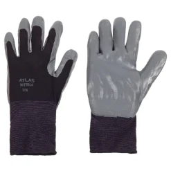 Atlas Unisex Indoor/Outdoor Nitrile Dipped Gloves Black/Gray L 1 pair (Pack of 12)