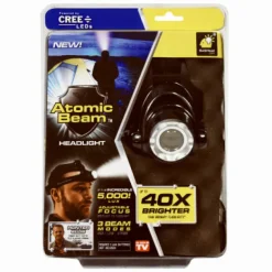 Atomic Beam As Seen On TV Black LED Headlight AAA Battery