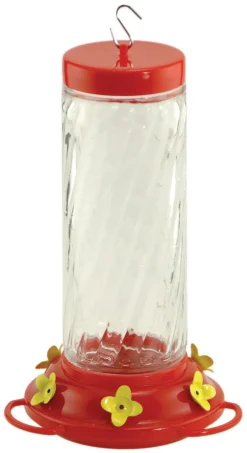 Audubon 6-Ports Red & Clear Glass Swirl Humming Bird Feeder 30 oz.