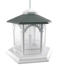 Audubon White Plastic Deluxe Gazebo 6-Ports Wild Bird Feeder 10 lbs. Capacity