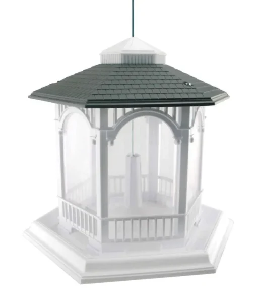 Audubon White Plastic Deluxe Gazebo 6-Ports Wild Bird Feeder 10 lbs. Capacity