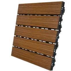 Aura 6 sq. ft. Honey Teak Composite Balcony/Deck Tiles 12 in. L x 12 in. W