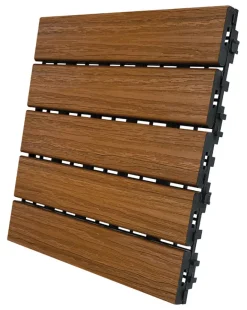Aura 6 sq. ft. Honey Teak Composite Balcony/Deck Tiles 12 in. L x 12 in. W