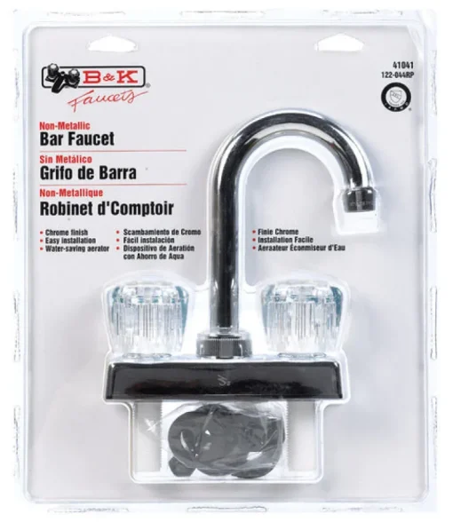 B & K Washerless Cartridge Two Handle Chrome Bar Faucet
