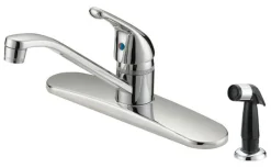 B & K Industries One Handle Chrome Kitchen Faucet Side Sprayer Included