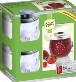 Ball Elite Regular Mouth Jam Jar 8 oz 4 pk