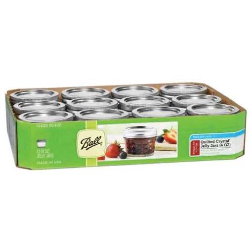 Ball Quilted Crystal Regular Mouth Jelly Jar 4 oz 12 pk