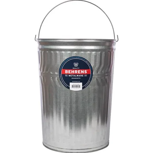 Behrens Galvanized Steel Silver Round Garbage Can 20 gal. Capacity, 17.5 D x 17.5 W in.