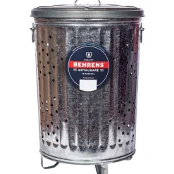 Behrens Silver Galvanized Steel Round Trash Burner Can 20 gal. Capacity with Lid
