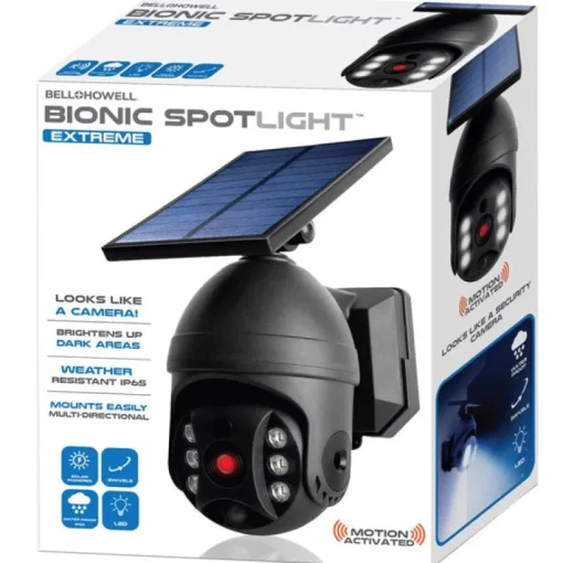 Bell & Howell Bionic Motion-Sensing Solar Powered LED Black Spotlight