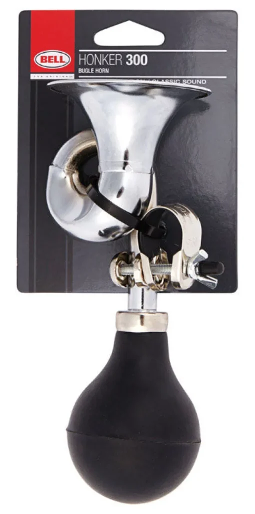 Bell Sports Honker 300 Silver/Black Steel Bugle Horn 3 L x 9-13/16 H x 4 W in.