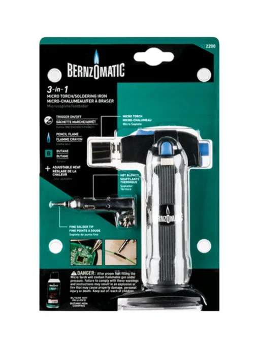 Bernzomatic 3-In-1 Trigger Start Micro Torch 5-1/2 oz. with Spark Igniting Solder Tip Attachment