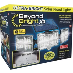 Beyond Bright X3 Motion-Sensing Solar Powered LED Black Floodlight