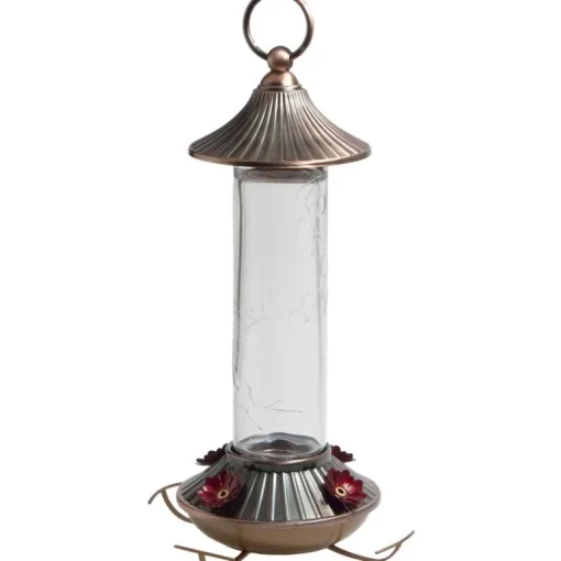 Bird Feeder, Hummingbird, Embossed Glass, 14-oz.