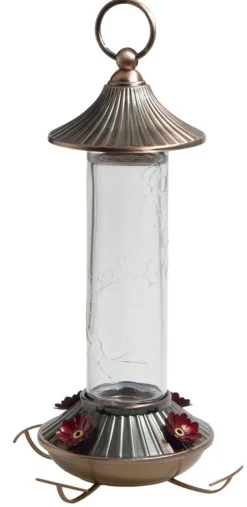 Bird Feeder, Hummingbird, Embossed Glass, 14-oz.