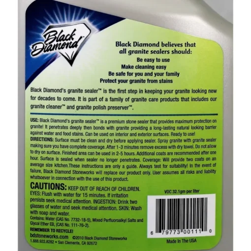 Black Diamond Stoneworks Nex-Gen Commercial and Residential Penetrating Granite Sealer 16 oz. (Pack of 6)