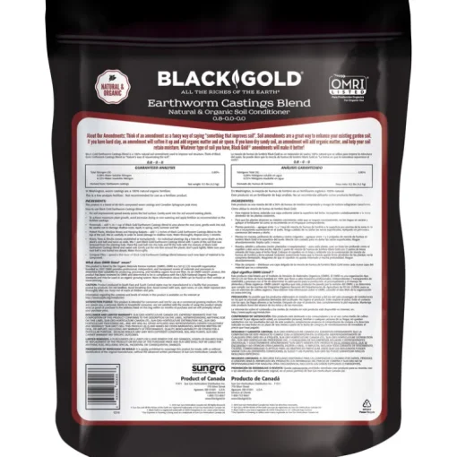Black Gold Organic Earthworm Castings 8 qt