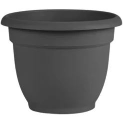 Bloem 12 in. Dia. Polyresin Ariana Planter Charcoal