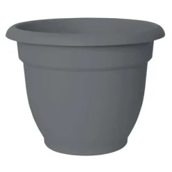 Bloem 12 in. Dia. Polyresin Ariana Planter Charcoal