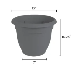 Bloem 12 in. Dia. Polyresin Ariana Planter Charcoal