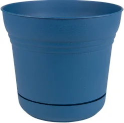 Bloem 10 in. Dia. Polyresin Saturn Planter Deep Sea