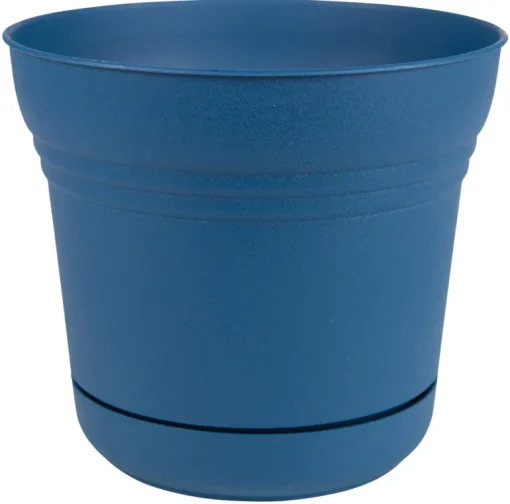 Bloem 10 in. Dia. Polyresin Saturn Planter Deep Sea