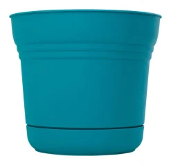 Bloem Saturn 10.75 in. H X 12.25 in. W Plastic Traditional Planter Bermuda Teal