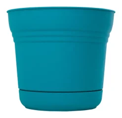 Bloem Saturn 6.5 in. H X 7.25 in. W Resin Traditional Planter Bermuda Teal