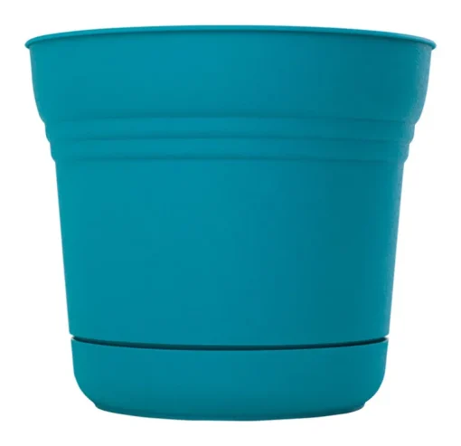 Bloem Saturn 6.5 in. H X 7.25 in. W Resin Traditional Planter Bermuda Teal
