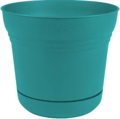 Bloem Saturn 6.5 in. H X 7.25 in. W Resin Traditional Planter Bermuda Teal